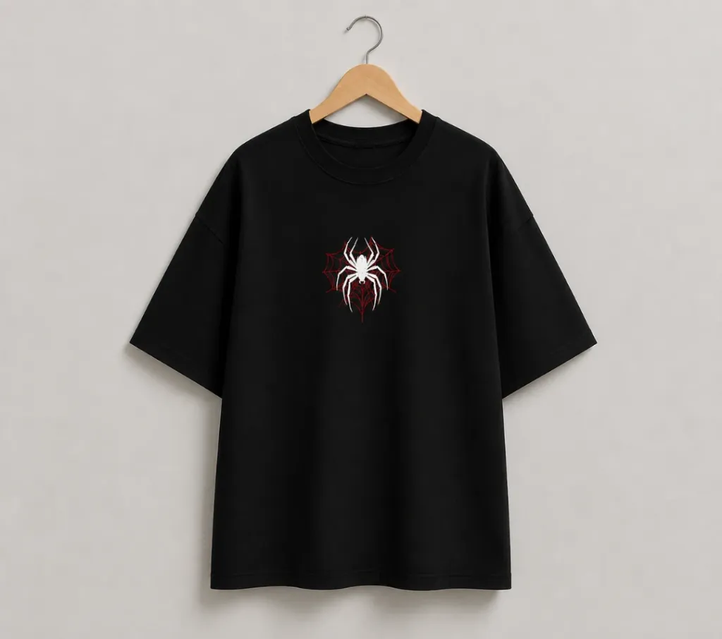 Spider Web Graphic Oversized Drop Shoulder T-Shirt